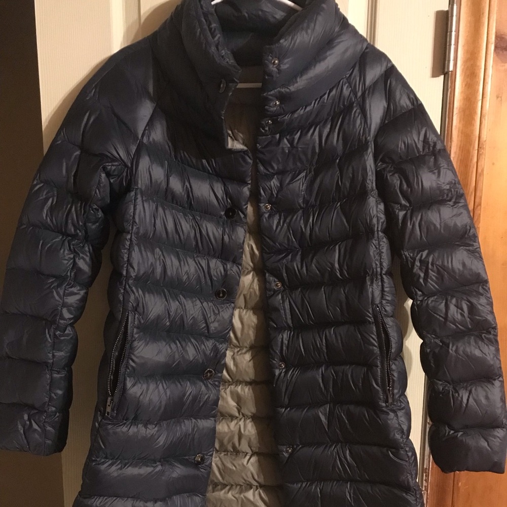 Long Navy Blue Puffer Jacket